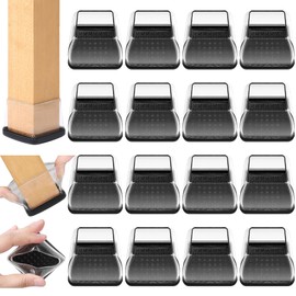 16PCS Furniture Sliders for Carpeted Floors, Extra Large Chair Leg Sliders for Carpet & Hardwood, Square Teflon Chair Glides Magic Super Sliders Covers Furniture Pads(Clear, Fit 1.5"-2")