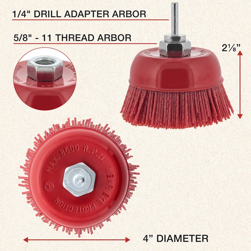 Dura-Gold 4" Abrasive Filament Nylon Bristle Cup Brush - 5/8"