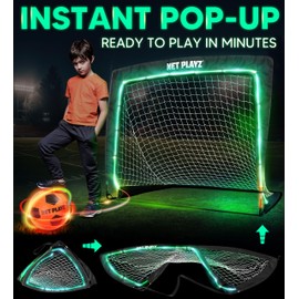 Light Up Glow in The Dark Soccer Ball Soccer Net | Football Gift for Boys Girls Kids Teens & Youths