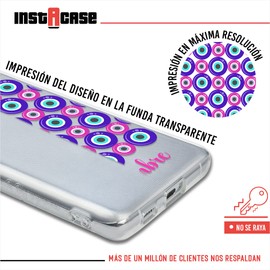 INSTACASE Funda para M5 Personalizada con Ojo Turco antigolpes, Case Personalizado para M5, Carcasa con Ojo Turco para M5, Protector de Ojo Turco Morado y Rosa con Nombre para M5