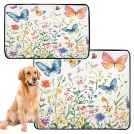 Zhirexin Watercolor Wildflower12 Washable Pee Pads for Dogs,Absorbent Reusable Puppy Pads Pet Training Pads for Whelping, Playpen, Crate, Bed M+L