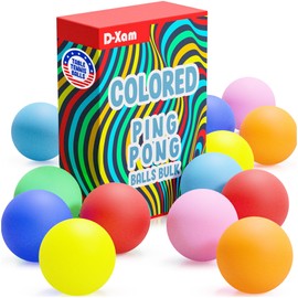 D-Xam Multi Color Ping Pong Balls 40mm Tennis Ball - Bulk PingPong Plastic Balls for Party, Pet Toys, Games, Art and Craft, Activities 12 Pcs