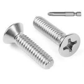 25 PCS 1/4-20 x 1 Phillips Flat Head Machine Screws, Countersunk Head Machine Screw Bolts, 18-8 Stainless Steel (304), Full Thread, Bright Finish