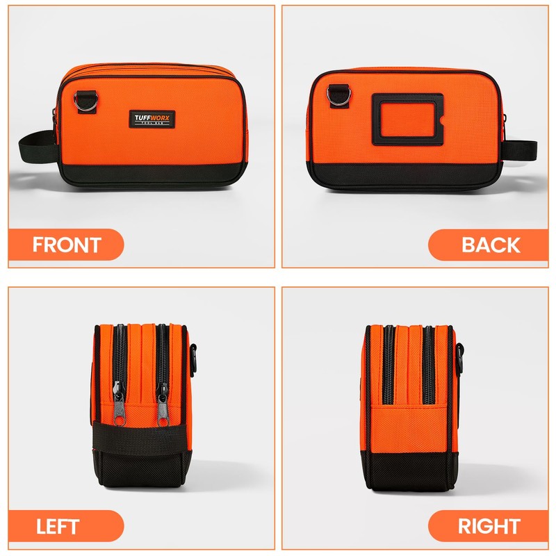 TUFFWORX Tool Bag, Dual Compartment Storage Pouch (Orange)