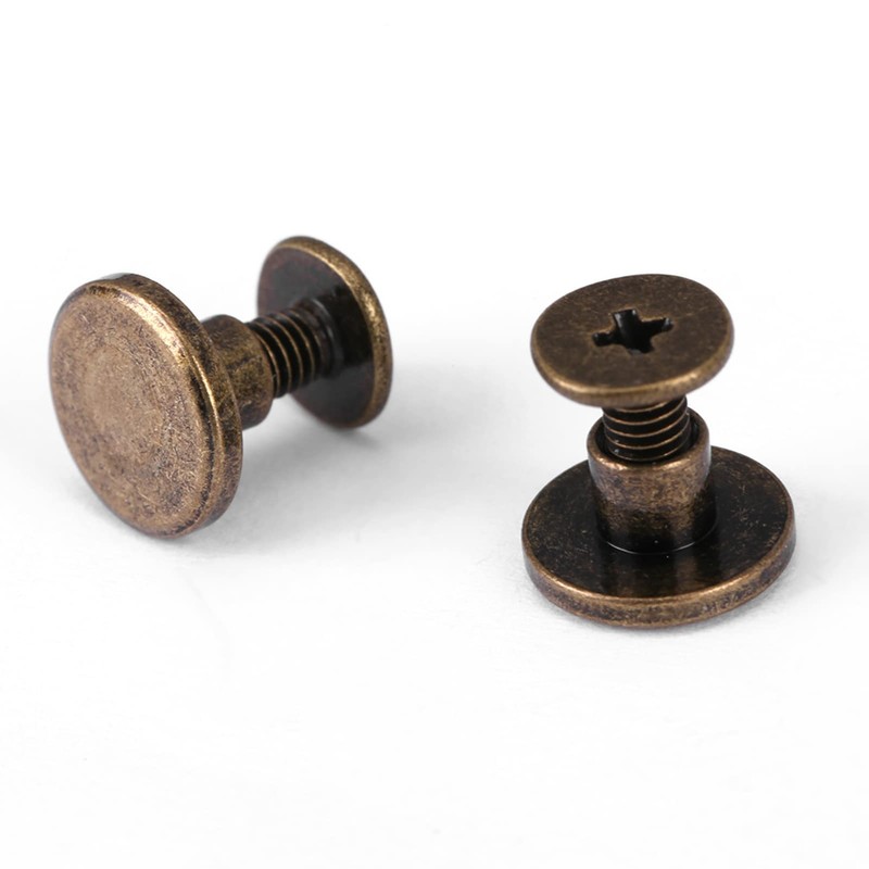 Pack of 20 Bronze Leather Rivets, Full Copper Flat Head