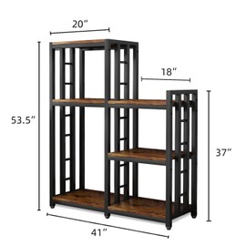BRIGHTSHOW Kitchen Storage Shelf Bakers Rack, 6-Tier Coffee Bar Table, Kitchen Microwave & Mini Fridge Stand Shelves for Spices, Pots and Pans