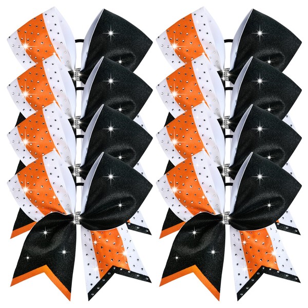 8PCS Glitter Cheer Bow Large Cheer Bows Rhinestones Hair Bows