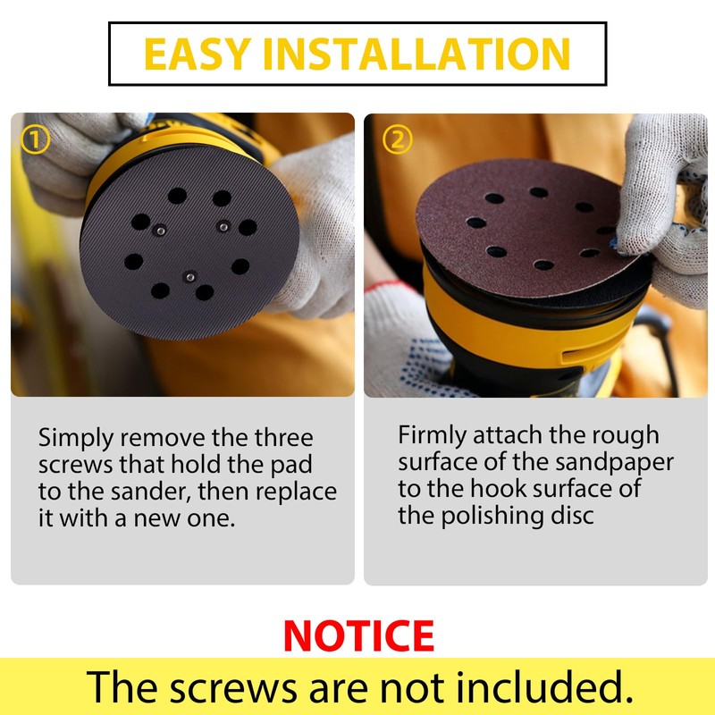 3PCS 5 Inch 8 Hole Hook & Loop Sander Replacement