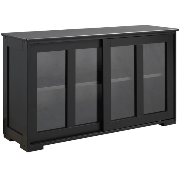 HOMCOM Modern Kitchen Sideboard, Stackable Buffet Cabinet, Sliding Glass Door