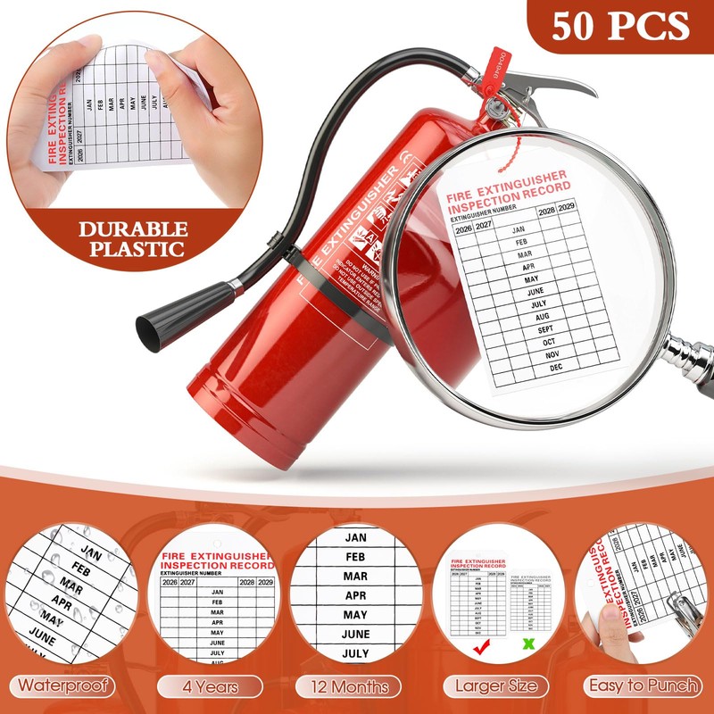 Chunful 101 Pieces Monthly Fire Extinguisher Inspection Tags 2026 to