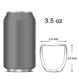 Youngever 4 Pack Espresso Cups, Double Wall Thermo Insulated Espresso Cups, Glass Coffee Cups, 100ML