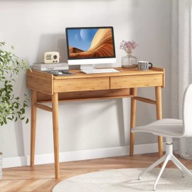 Costway Modern Home Office Computer Desk Writing with 2 Storage Drawers and Open Shelf