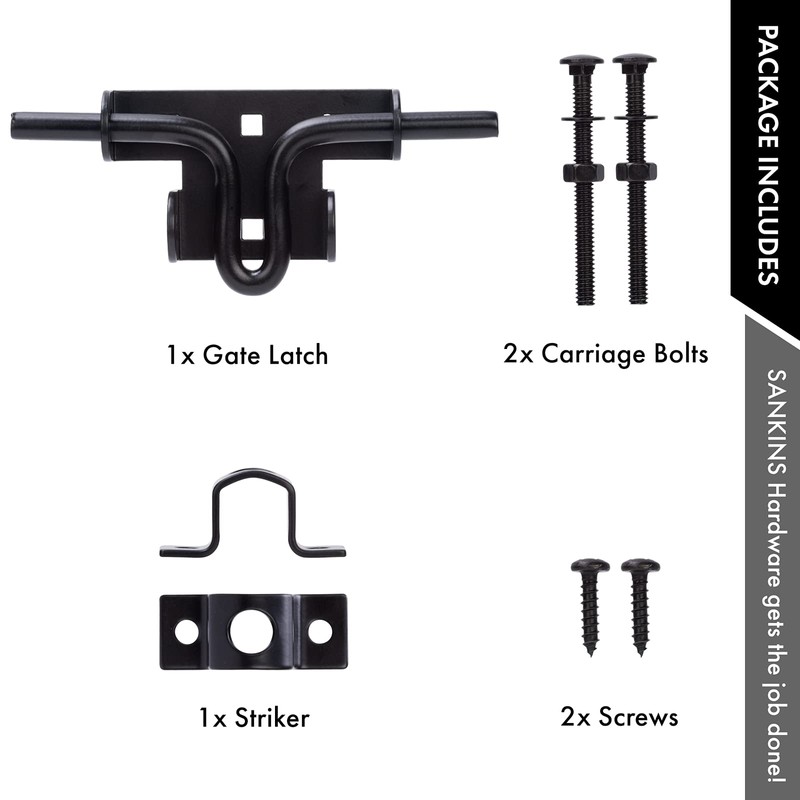 SANKINS Slide Bolt Gate Latch,Sliding Bolt Door Lock with Padlock