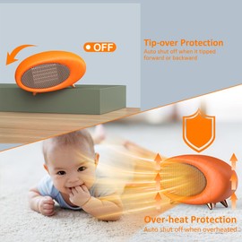 Lmkeji Desk Heater,600W Small Desk Heater for Indoor Use,Fast Safety Heat Personal Desktop Heater for Bedroom Table Home Indoor Use(Orange)