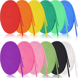 12 Rolls Braided Elastic Bands Colorful Elastic Rope/ Elastic Cord Heavy Stretch Strap Cord Elasticity Knit Flat Elastic Band for Sewing Crafts DIY, Bedspread, Cuff (1/8 Inch x 106 Yard, Bright Color)