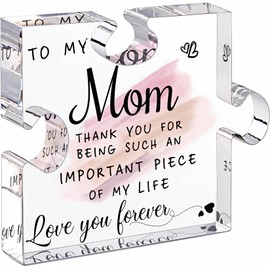 Mom Gifts 0.6" Thickness Puzzle Piece Acrylic Plaque Gifts for Mom, Unique Birthday Gifts for Mom from Daughter, Son, Thank You Gifts Christmas Gifts Mother's Day Gifts for Mom