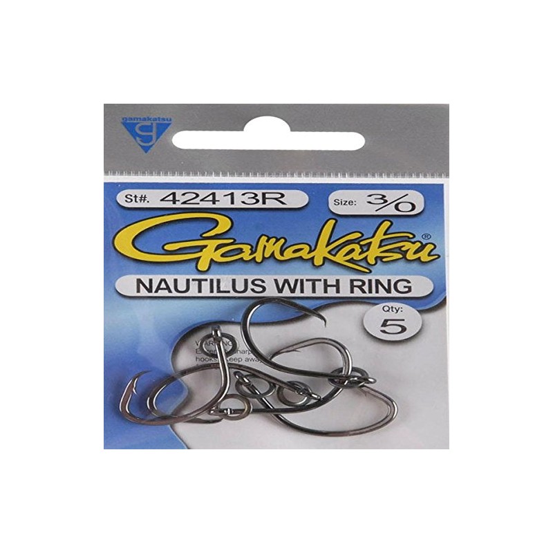 Gamakatsu Nautilus - Ganchos Circulares con Anilla (4 Unidades), Tamaño