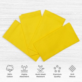 Mellow Buff Cotton Napkins, 100% Ring Spun Premium Cotton, for Restaurants, Events and Dinner Napkins, Highly Absorbent Cloth Napkins, 6 Pack, 18 x 18 Inch | Yellow