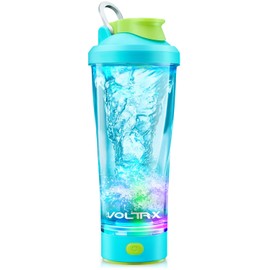 VOLTRX Electric Shaker - VortexBoost Protein Shaker Mixer - USB C Charging Protein Shaker - BPA Free, Waterproof, Colorful Light Show, 600ml (Aurora Green)