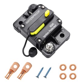 DXNQ 60 Amp Car Circuit Breaker, 12V-48V DC Waterproof AMP Breaker with Manual Reset Switch, Resettable Inline Fuse Holder for Cars Motors Marines and RVs, Car Accessories