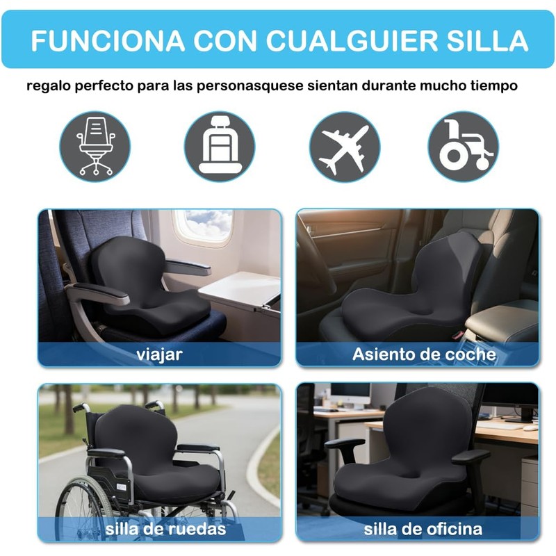 Cojín para Silla Respaldo de Oficina Cojín Ortopedico para Coxis