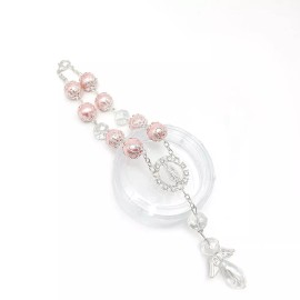 none Bulk 12 x pink Pearl Baptism Rosary Favors Wedding Pearl Rosary Recuerdo Bautizo
