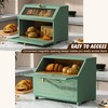 HOLTICO Double Layer Bread Box with Golden Trim for Kitchen