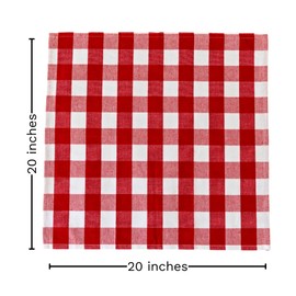 Holidays Cloth Dinner Napkins - 12 Pack, 20"x20", 100% Cotton Christmas Dinner Napkins with Plaid Pattern - Reusable, Washable & Environment-friendly Gingham Cloth Red Napkins for Parties and Weddings