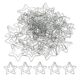 PATIKIL 50pcs Paper Clips, Star Paper Clips, Small Cute Rustproof Metal Planner Bookmarks for Office Home Non-Rusting Metal Planner Bookmarks for Office Home 29mm Silver