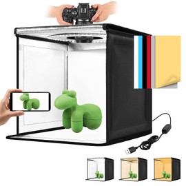 Photo Light Box, 12/16/20/24/32 Inch Photography Light Box with CRI>95 120 Light Beads. Dimmable Shooting Tent Kit with White and Warm Light. 6 Color Backdrops Photo Booth for Studio Products Display