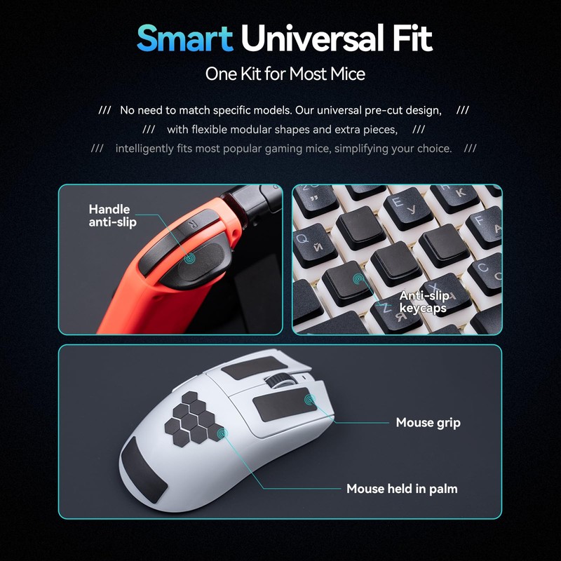 ULTRAEQUIP 2-Pack Universal Mouse Grip Tape, Ultra-Thin 0.5mm, Pre-Cut Self-Adhesive