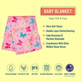 Wildkin Plush Baby Blanket – Soft & Cozy Comfort, Ideal for Toddlers, Travel & Daycare - Butterfly Garden