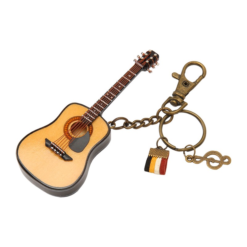 Mini Guitar Model Keychain Function Smoothing Wood Rich Details Miniature