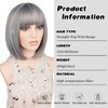 Grey Bob Wigs with Flat Bangs for Women Short Straight