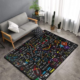 Non Slip Large Area Rugs Durable Thick Floor Mat Doormats Black Math Linear Mathematics Education Pattern Printed Floor Pad Rugs Living Room Bedroom Carpet Standing Mat Home Decor 60"x40"
