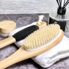 OWIIZI Bath Brush Wooden Curved Long Handle Antiskid Shower Brush