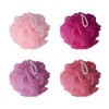 Bliss 4-Pack Shower Pouf Set with Mesh Bag - Pink