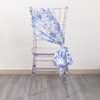 Balsa Circle 5 White Satin Chair Sashes Blue Floral Design