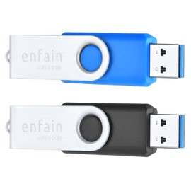 2-Pack of Enfain USB 3.0 32GB Flash Drives in Sleek Black & Blue