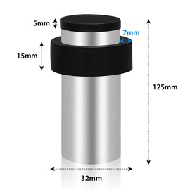 Door Stop, Door Stoppers for Floor, Heavy Duty Door Stops Indoors, Stainless Steel Silver Doorstop Tall, Cylinder Door Stopper with Rubber Bumper, 125mm 4 Pack