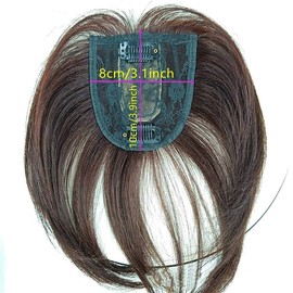 100% Real Topper Middle Side Part Human Hair, 11 Inches Hair Toppers for Women Real Human Hair Extensions, for Women with Thinning Bangs Bangs Hair Clip Top HairPieces (Color : Black)