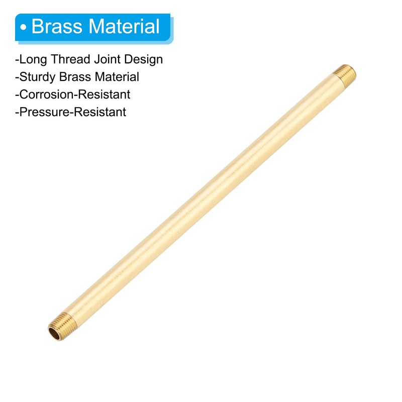 PATIKIL 1/4" x 1/4" NPT Male Brass Pipe Fitting Long
