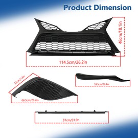 Silscvtt 9PCS Front Upper and Lower Grille without Sensor Hole Glossy Black Bumper Trim Molding Fog Light Bezel Set Replacement for Camry SE 2021 2022 2023