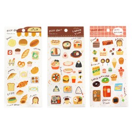 Kamiiso Sanko 78002022 Tomatomayu Nice Day Stickers, Set of 3 Patterns (Bread, Lunch Time, Snack Time), Made in Japan, Approx. 6.9 x 3.5 inches (17.5 x 9 cm)