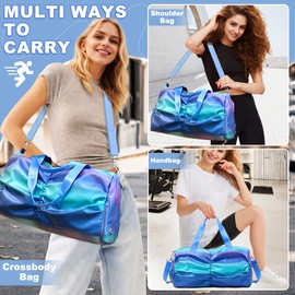 Keyck Sports Bag Women's Travel Bag Girls with Shoe Compartment and Wet Compartment, Waterproof Swimming Bag, Colourful Weekender Gym Travel Bag, Large Yoga Bag, Training Bag, Duffle Bag for Sports