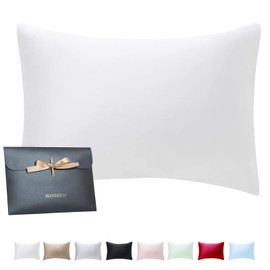 HandSun 100% Mulberry Silk Pillowcase, Breathable Silk Pillowcase for Hair and Skin, Silk Standard Pillow Cases with Hidden Zipper (20"x26", 1 Pack with Gift Package)