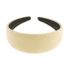 Womens Girls Occasion Wedding Bridal Party Birthday Christmas Evening Wide 4cm Slightly Padded Winter Faux Leather Vegan Hair Hairband Accessories Headband Alice Band (Beige)