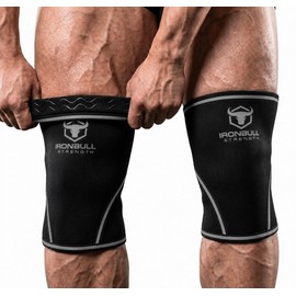 Iron Bull Strength - Rodilleras de 7 mm (par) para levantamiento de pesas y levantamiento de pesas (aprobado por USPA, IPL, IWF y USAW)  Soporte de...