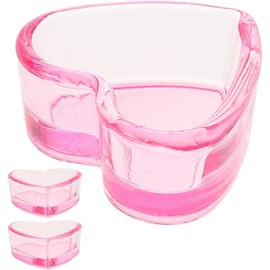 Cuenco para uñas con diseño sin tapa en vidrio rosa, soporte para pinceles y herramientas de manicura, 3 unidades para uso profesional