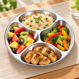Stainless Steel Multi-Grid Plate Divider for Hot Pot & Food Preparation – Organized Serving Tray for Home Kitchens